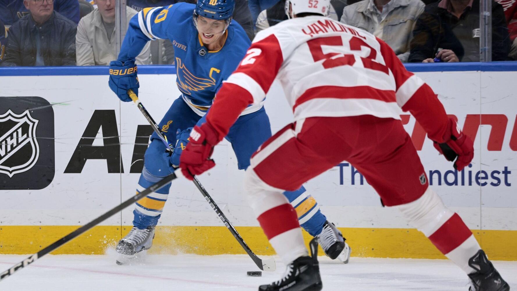 Losing streak reaches five games as Blues fall 5-2 to Red Wings